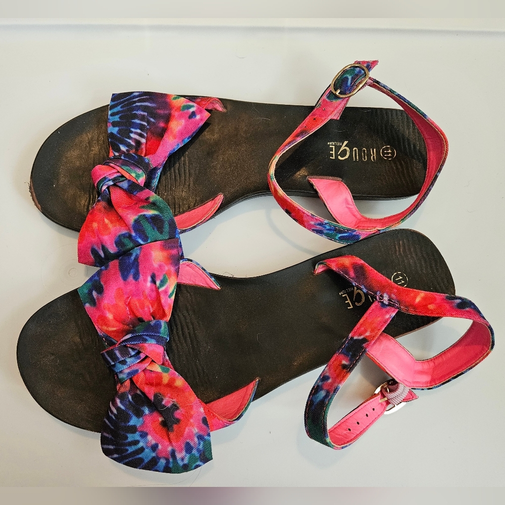 Tie dye bow sandals